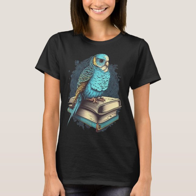 Camiseta Budgie Budgerigar Book Parakeet Bird Bookworm Read (Frente)