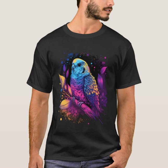 Camiseta Budgie Budgerigar Parakeet Bird Aesthetic Vaporwav (Frente)