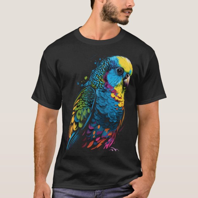 Camiseta Budgie Budgerigar Parakeet Pet Bird Owner Pop  3 (Frente)