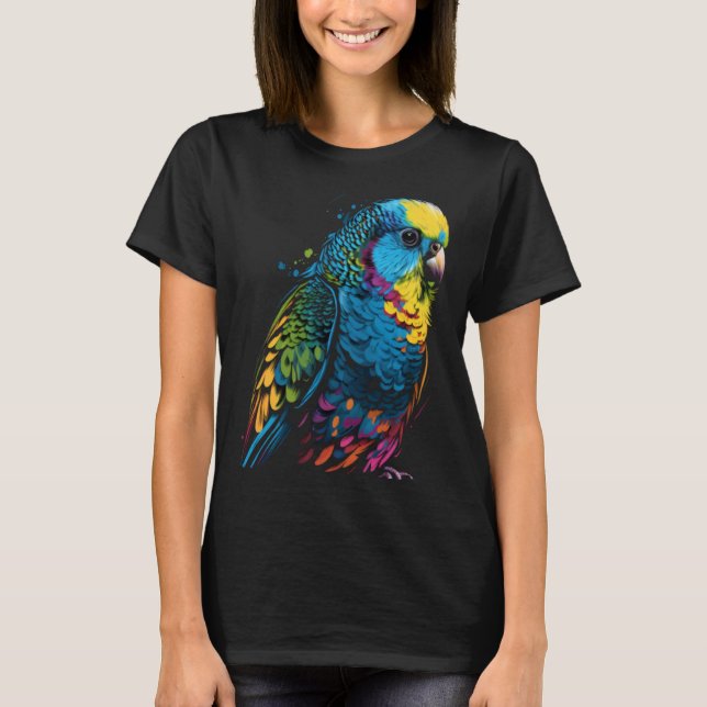 Camiseta Budgie Budgerigar Parakeet Pet Bird Owner Pop  3 (Frente)