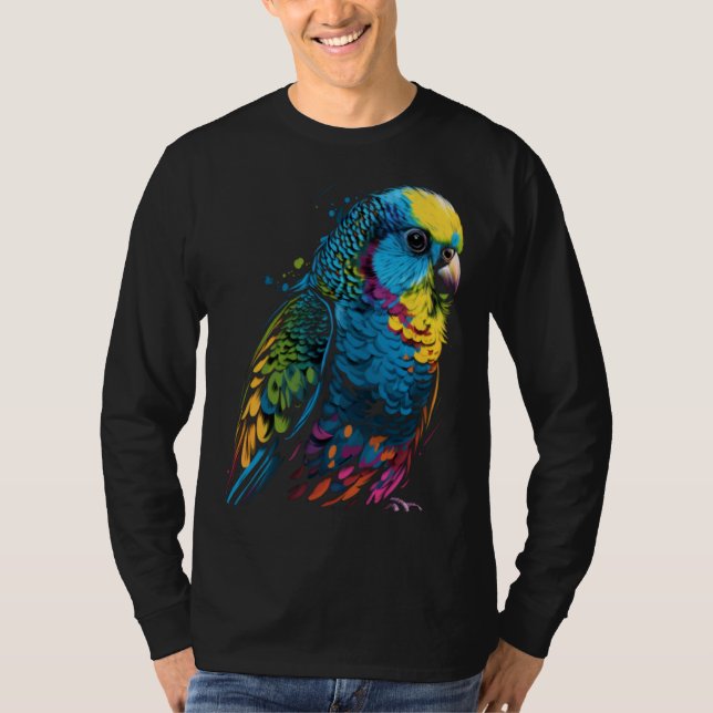 Camiseta Budgie Budgerigar Parakeet Pet Bird Owner Pop  3 (Frente)