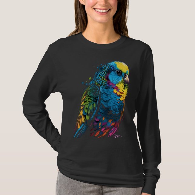 Camiseta Budgie Budgerigar Parakeet Pet Bird Owner Pop  3 (Frente)