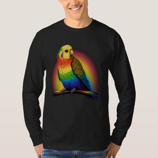 Camiseta Budgie Budgies Birds Rainbow Budgerigar Parakeet   (Frente)