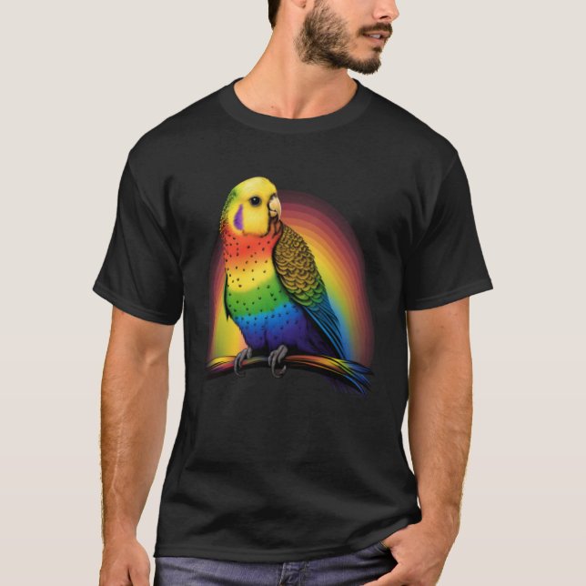 Camiseta Budgie Budgies Birds Rainbow Budgerigar Parakeet   (Frente)