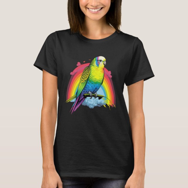Camiseta Budgie Budgies Birds Rainbow Budgerigar Parakeet   (Frente)