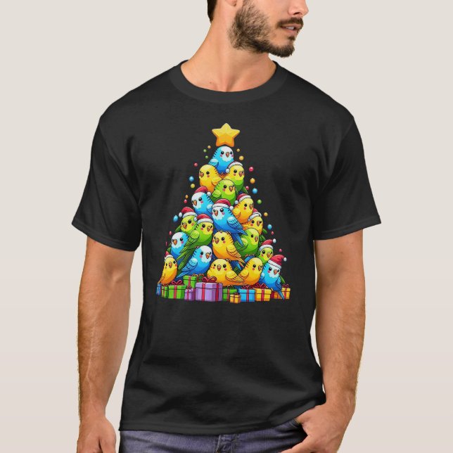 Camiseta Budgie Christmas Tree Bird Christmas Cosutme Men W (Frente)