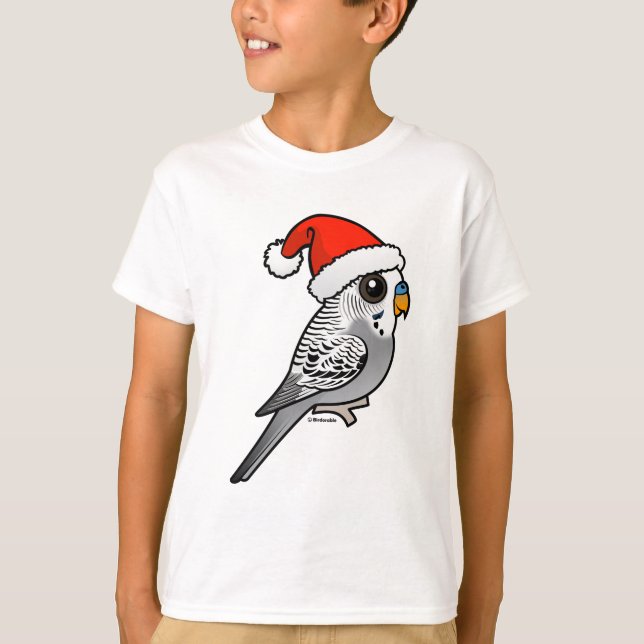 Camiseta Budgie cinzento Papai Noel (Frente)