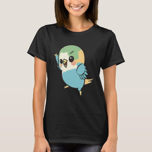 Camiseta Budgie Dabbing Budgerigar Parakeet Bird Dab Dance  (Frente)