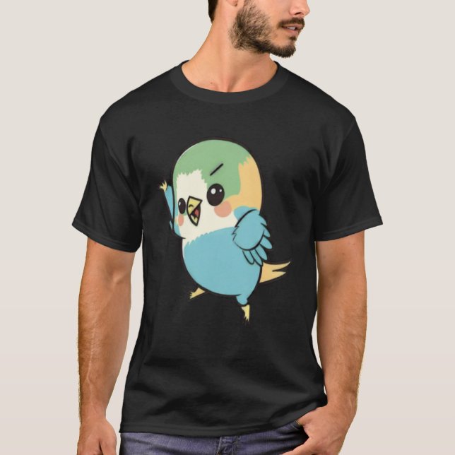 Camiseta Budgie Dabbing Budgerigar Parakeet Bird Dab Dance  (Frente)