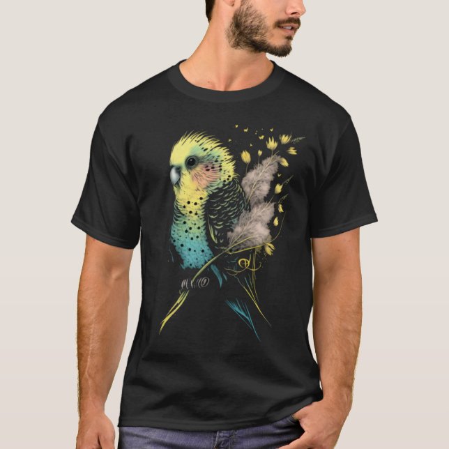 Camiseta Budgie Dandelion Flower Budgerigar Parakeet Bird   (Frente)