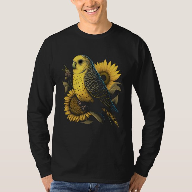Camiseta Budgie Mom Budgerigar Sunflower Parakeet Bird Moth (Frente)