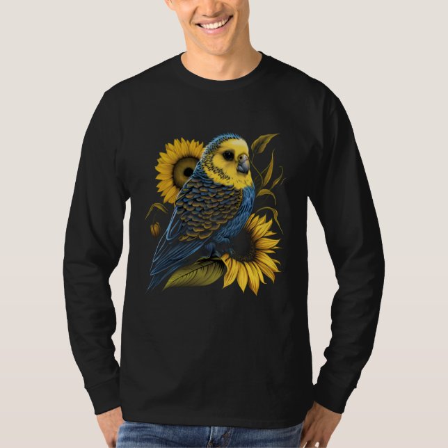 Camiseta Budgie Mom Budgerigar Sunflower Parakeet Bird Moth (Frente)