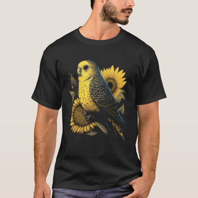 Camiseta Budgie Mom Budgerigar Sunflower Parakeet Bird Moth (Frente)
