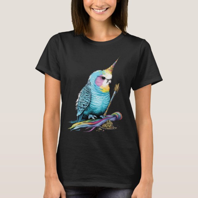 Camiseta Budgie Unicorn Budgerigar Parakeet Bird (Frente)