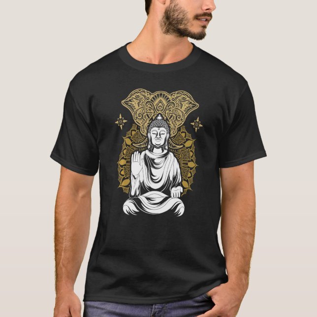 Camiseta Budista Zen Mandala Elefante Buda (Frente)