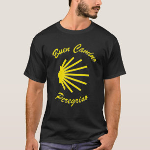 Camiseta Buen Camino Peregrino Santiago Yellow Scallop Shel