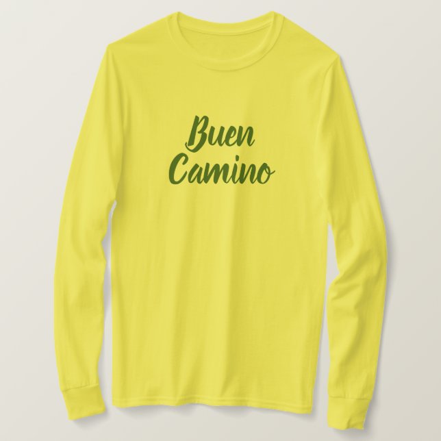 Camiseta Buen Camino! Rua James Way Pilgrim (Frente do Design)