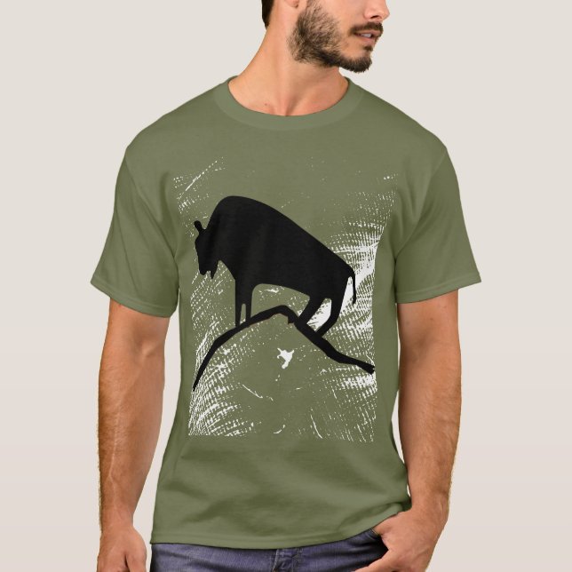 Camiseta Búfalo Animal da Caverna Antiga (Frente)
