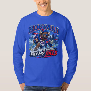 Camiseta Búfalo É Onde Pago Minhas Contas Fã de Futebol