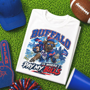 Camiseta Búfalo É Onde Pago Minhas Contas Fã de Futebol