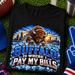 Camiseta Búfalo É Onde Pago Minhas Contas Fã de Futebol