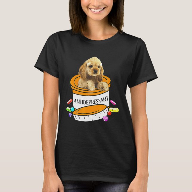 Camiseta Buff Cocker Spaniel Antidepressant (Frente)