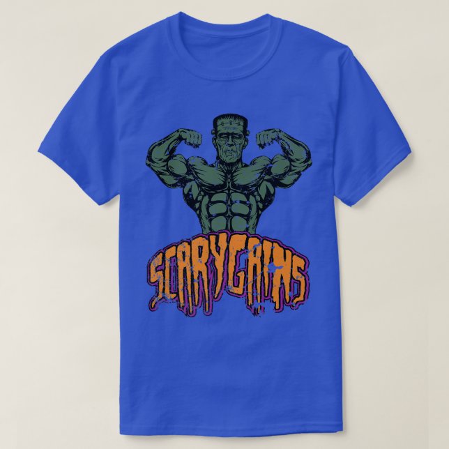 Camiseta Buff Frankenstein Scary ganha Halloween Gym Workou (Frente do Design)
