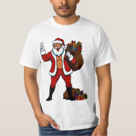 Camiseta Buff Santa Peace Sign! Ripped Abs & Funny Christma
