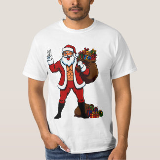 Camiseta Buff Santa Peace Sign! Ripped Abs & Funny Christma