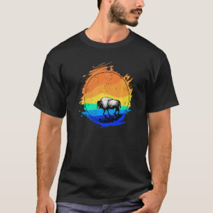 Camiseta Buffalo Americano Em Sunset Bison
