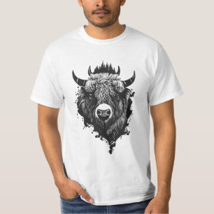 Camiseta Buffalo Bison Selvagem Natureza Animal Ilustração 