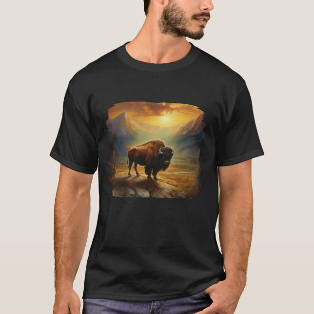 Camiseta Buffalo Bison Sunset Silhouette (Frente)