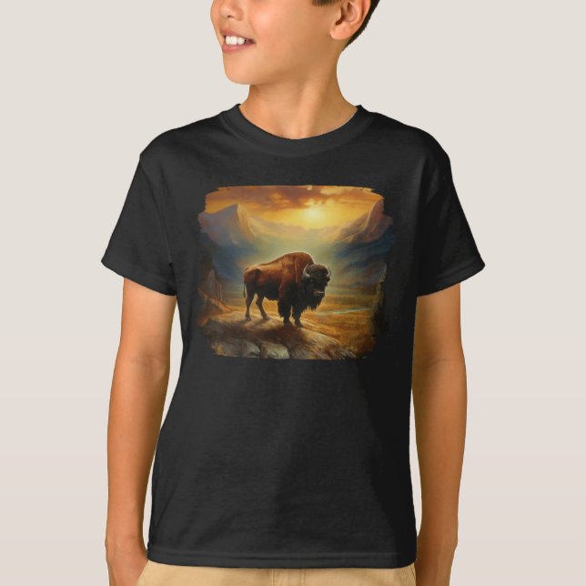 Camiseta Buffalo Bison Sunset Silhouette (Frente)