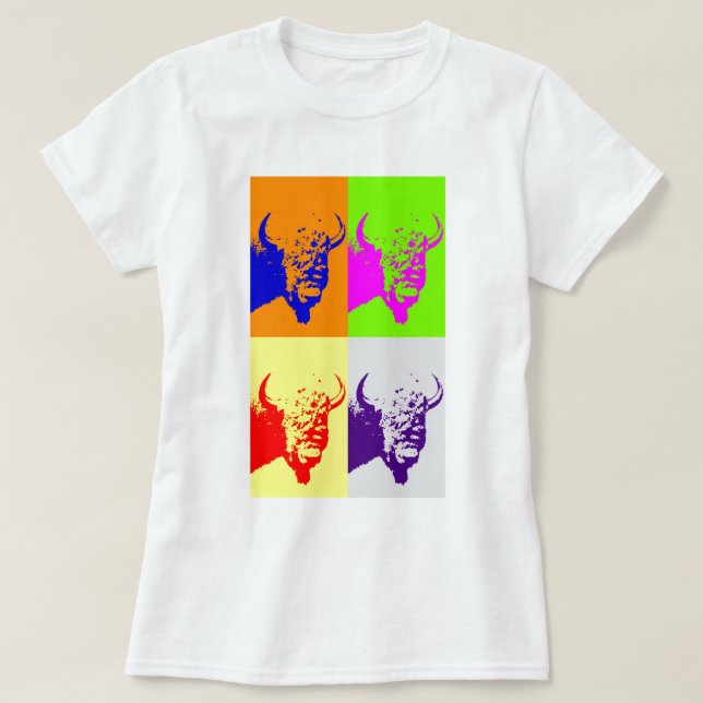 Camiseta Buffalo de Pop de 4 cores (Frente do Design)