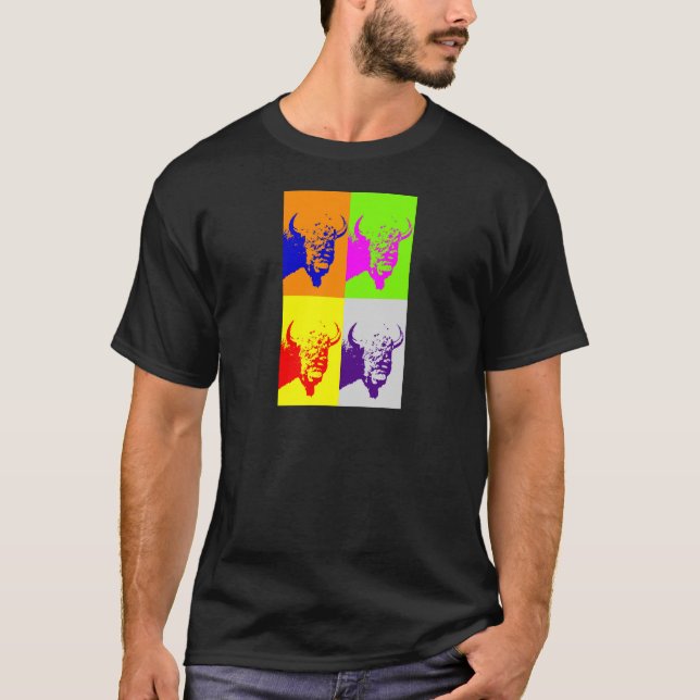 Camiseta Buffalo de Pop de 4 cores (Frente)