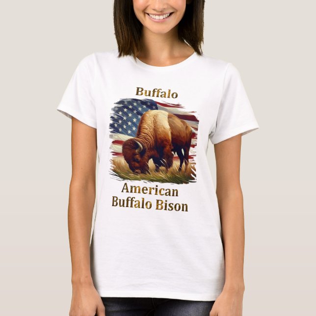 Camiseta Buffalo em frente à bandeira americana (Frente)