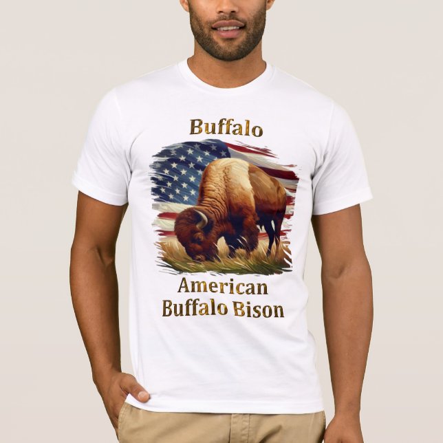 Camiseta Buffalo em frente à bandeira americana (Frente)
