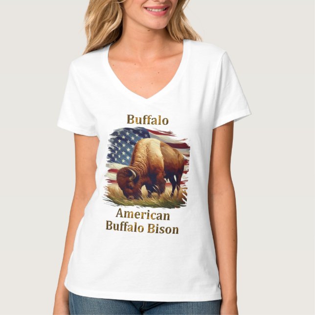 Camiseta Buffalo em frente à bandeira americana (Frente)