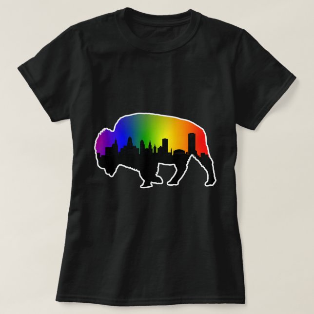 Camiseta Buffalo NY Orgulho gay LGBTQ (Frente do Design)