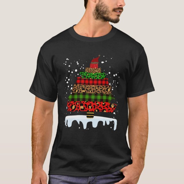 Camiseta Buffalo Plaid and Leopard Christmas Tree  1 (Frente)