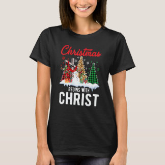Camiseta Buffalo Plaid Christian Jesus Christmas Begins Wit