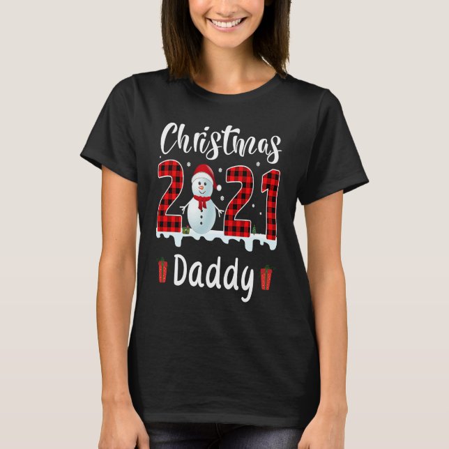 Camiseta Buffalo Plaid Christmas 2021 Daddy Snowman (Frente)
