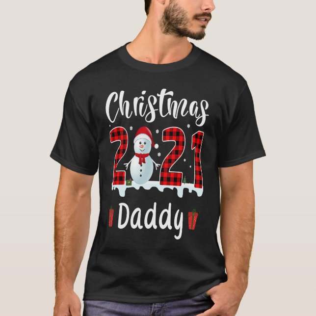Camiseta Buffalo Plaid Christmas 2021 Daddy Snowman (Frente)