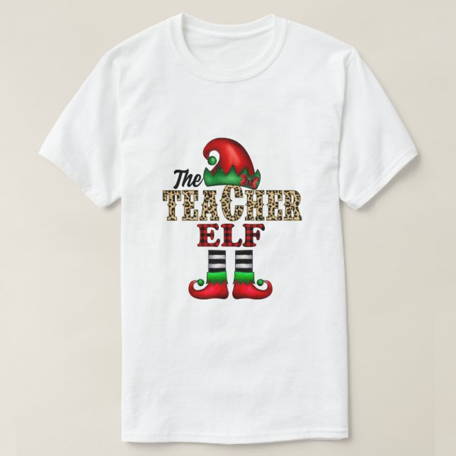 Camiseta Buffalo Plaid Christmas Shirt Teacher Elf Matching (Frente do Design)