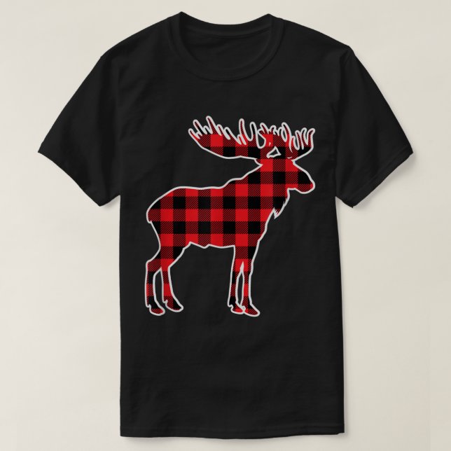 Camiseta Buffalo Plaid Moose Christmas Design (Frente do Design)