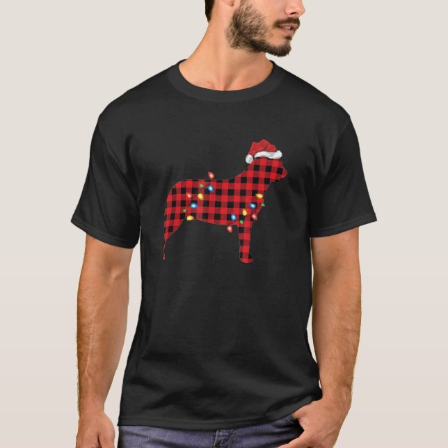 Camiseta Buffalo Plaid Santa Australian Cattle Dog Christma (Frente)