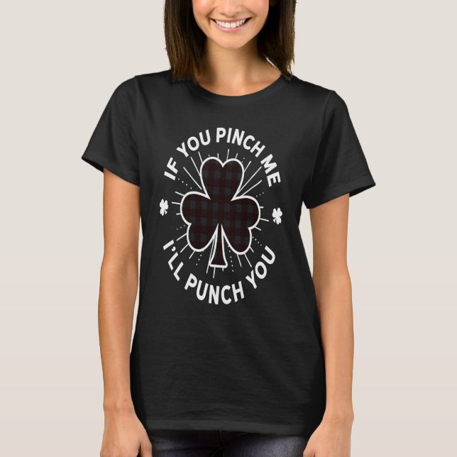 Camiseta Buffalo Plaid Shamrock Pinch Me St Patrick's Day J (Frente)