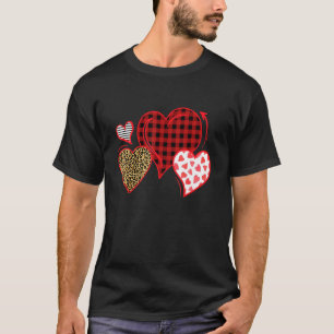Camiseta Buffalo Red Black Xadrez E Leopard Hearts Valenti