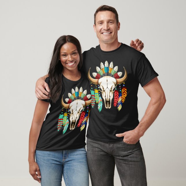 Camiseta Buffalo Skull Native American Emblem (Unissex)