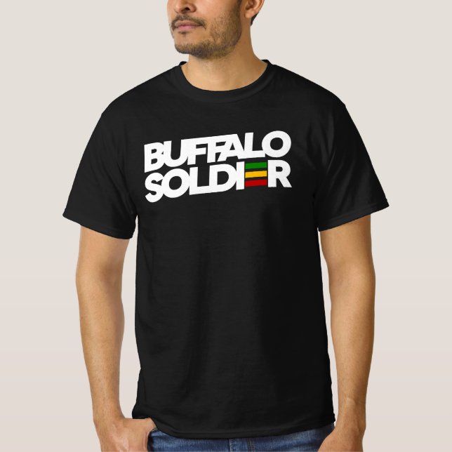 Camiseta Buffalo Soldier Rasta Colors Reggae T Shirt (Frente)